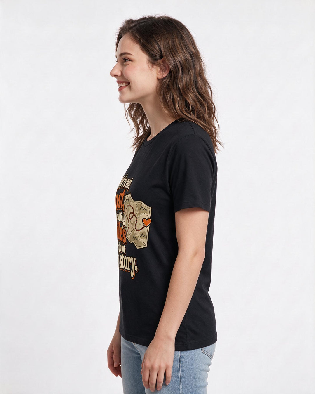 Couples Black T-Shirt for Women – Everyday Expression Graphic Tee product image 2