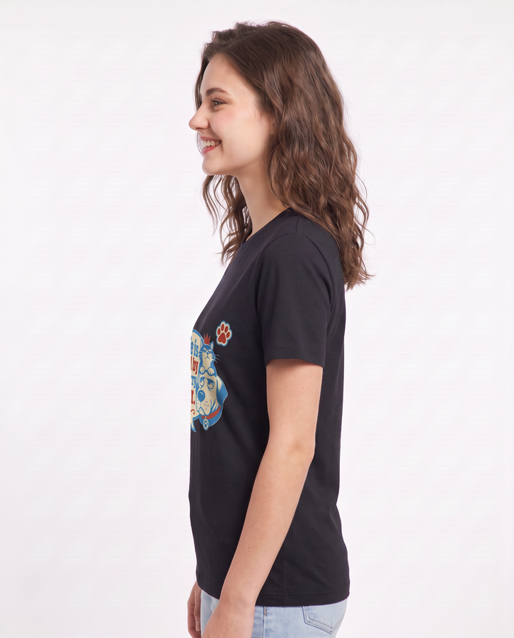 Graphic Women's Black T-Shirt - My life is governed by a small, furry product image 2