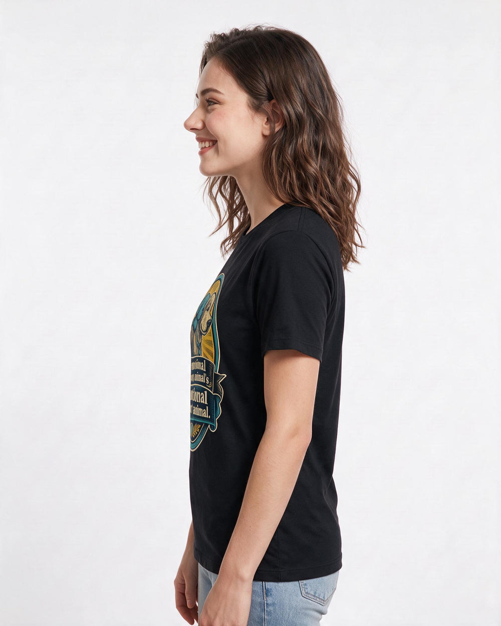 Funny Cat Lover Women's Black T-Shirt – My emotional support animal's product image 2
