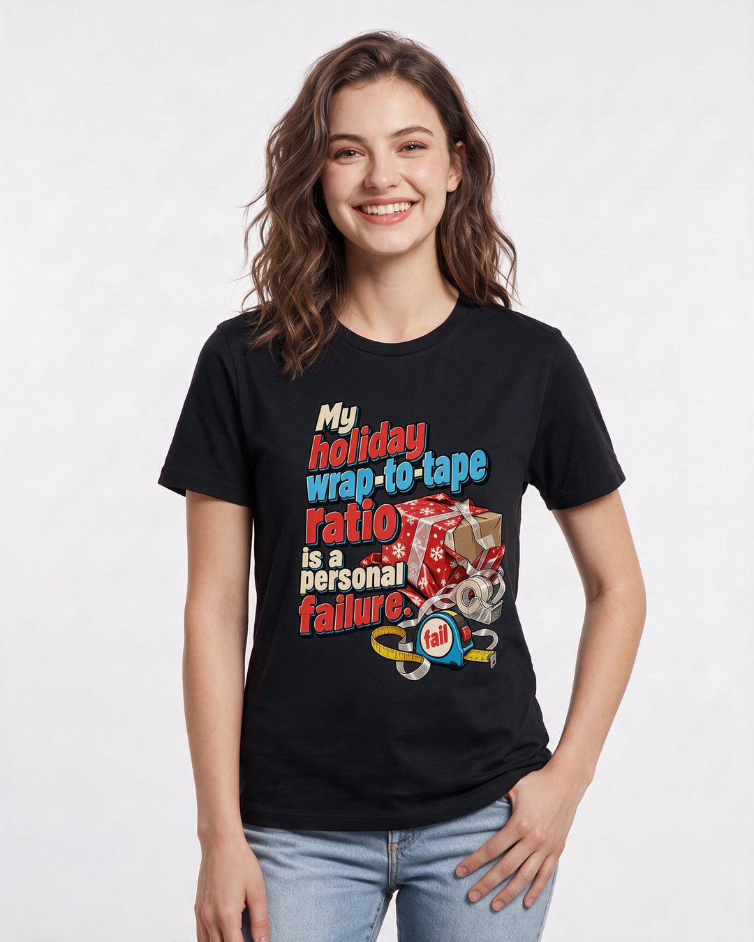 Christmas Black T-Shirt for Women – Holiday Theme Graphic Tee product image 1