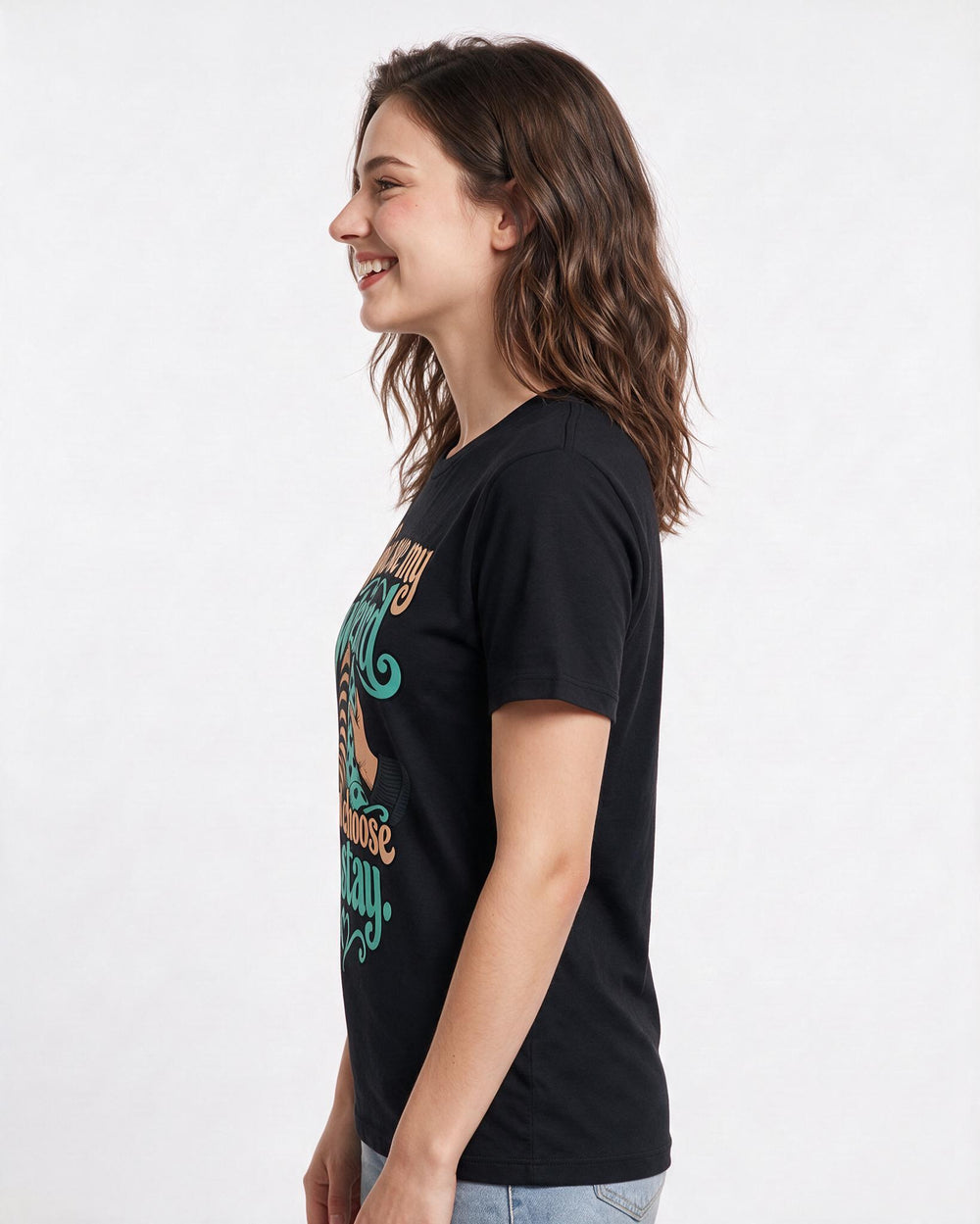 Couples Black T-Shirt for Women – Everyday Expression Graphic Tee product image 2