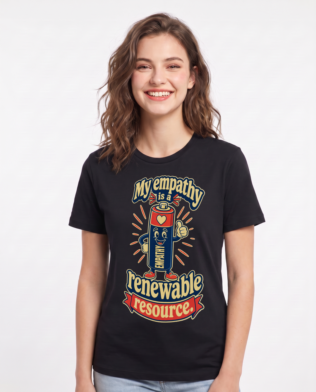 Nurse Women's Black T-Shirt – My empathy is a renewable resource. product image 1