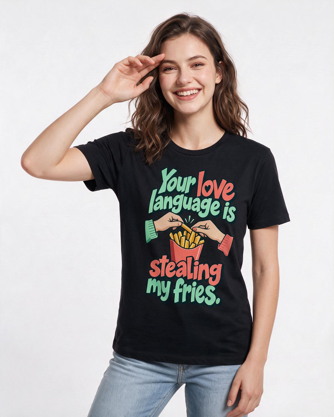 Couples Black T-Shirt for Women – Everyday Expression Graphic Tee product image 1