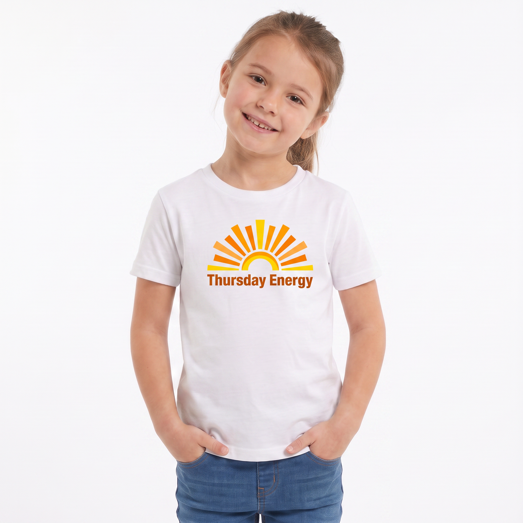 Abstract Sunrise With Dynamic Typography White T-Shirt product photo 3