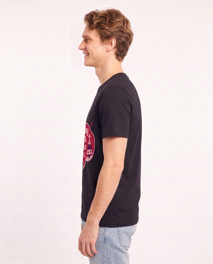 Christmas Men's Black T-Shirt - My holiday glow is actually just product image 2