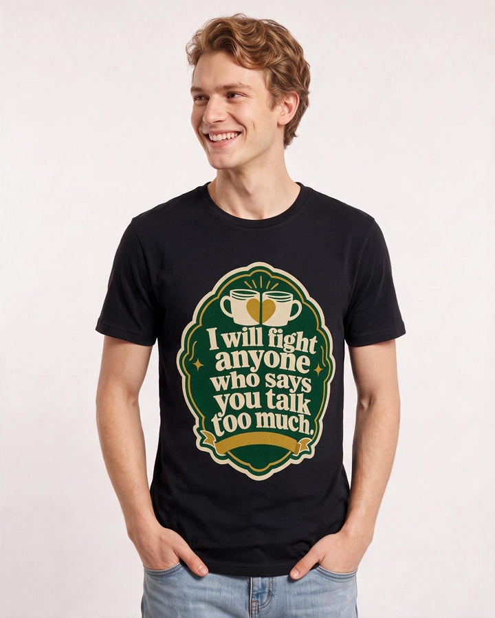 Couples Men's Black T-Shirt - I will fight anyone who says you talk product image 3
