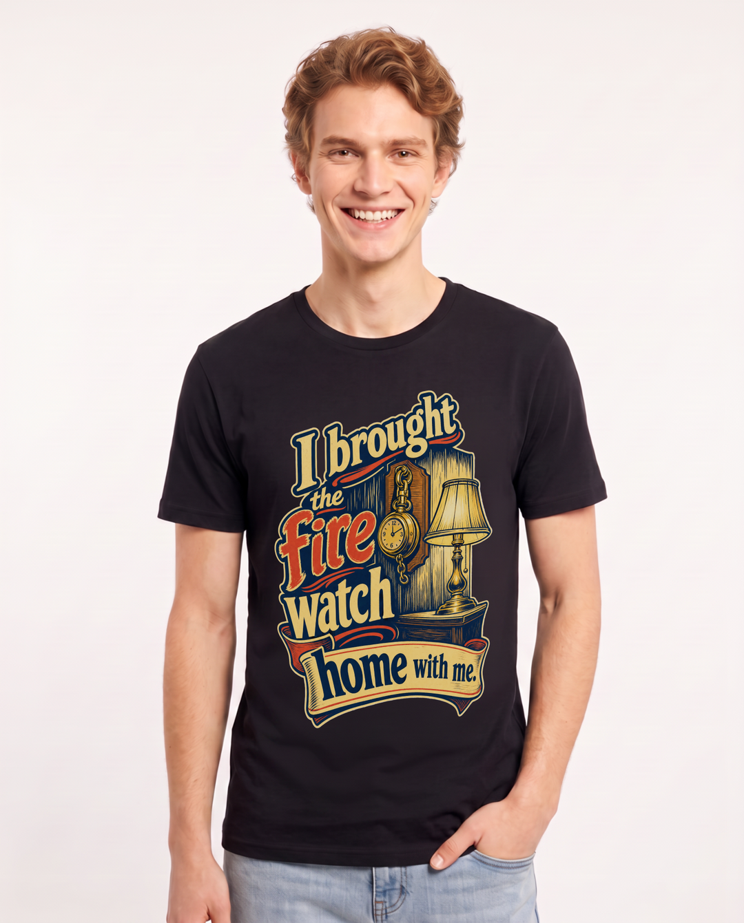 Veteran Men's Black T-Shirt – I brought the fire watch home with me. product image 1