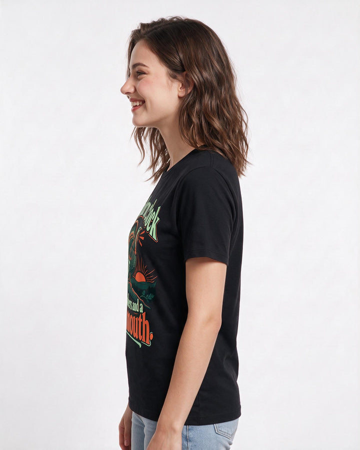 Hunting Black T-Shirt for Women – Everyday Expression Graphic Tee product image 2