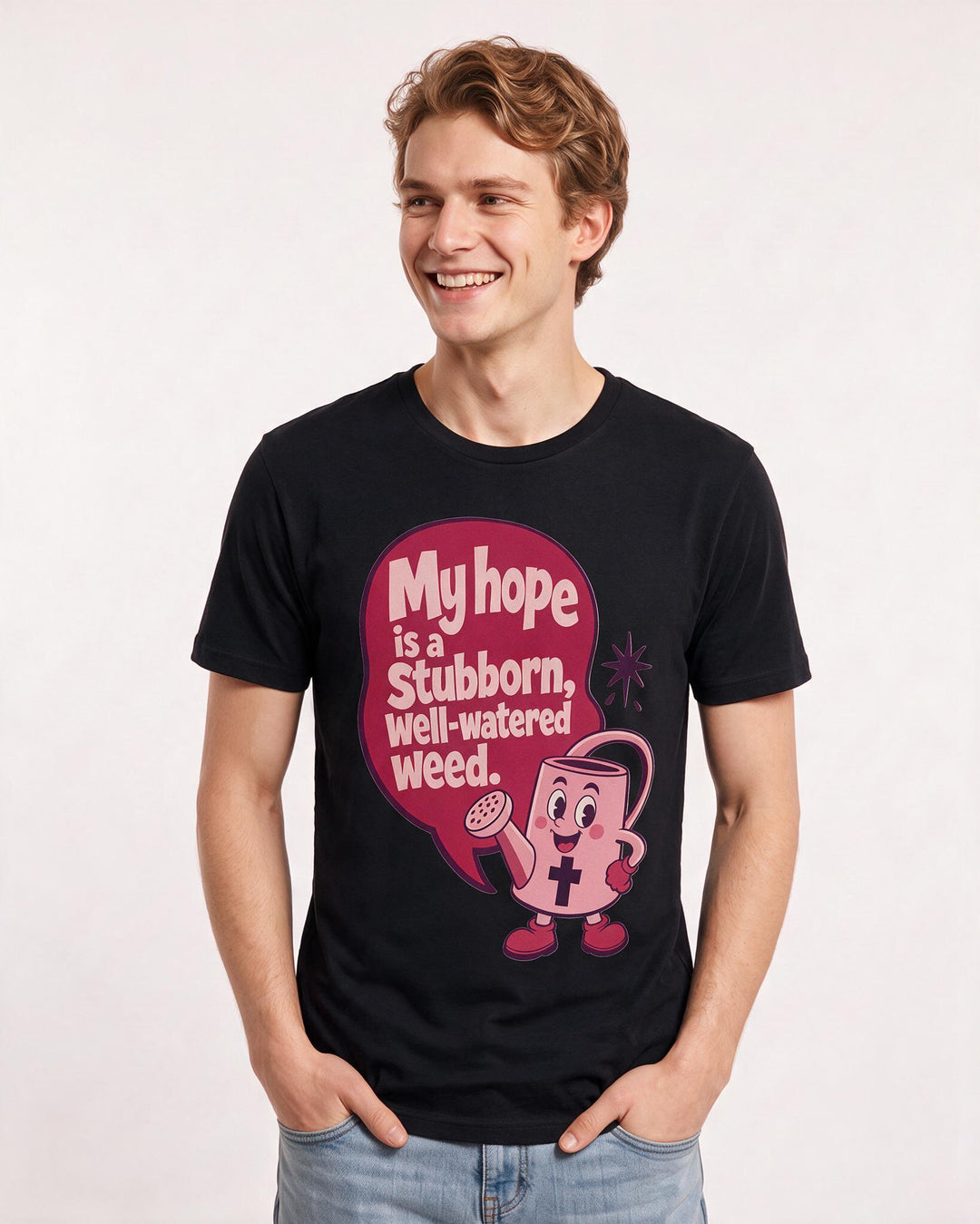 Graphic Men's Black T-Shirt - My hope is a stubborn, well-watered product image 3