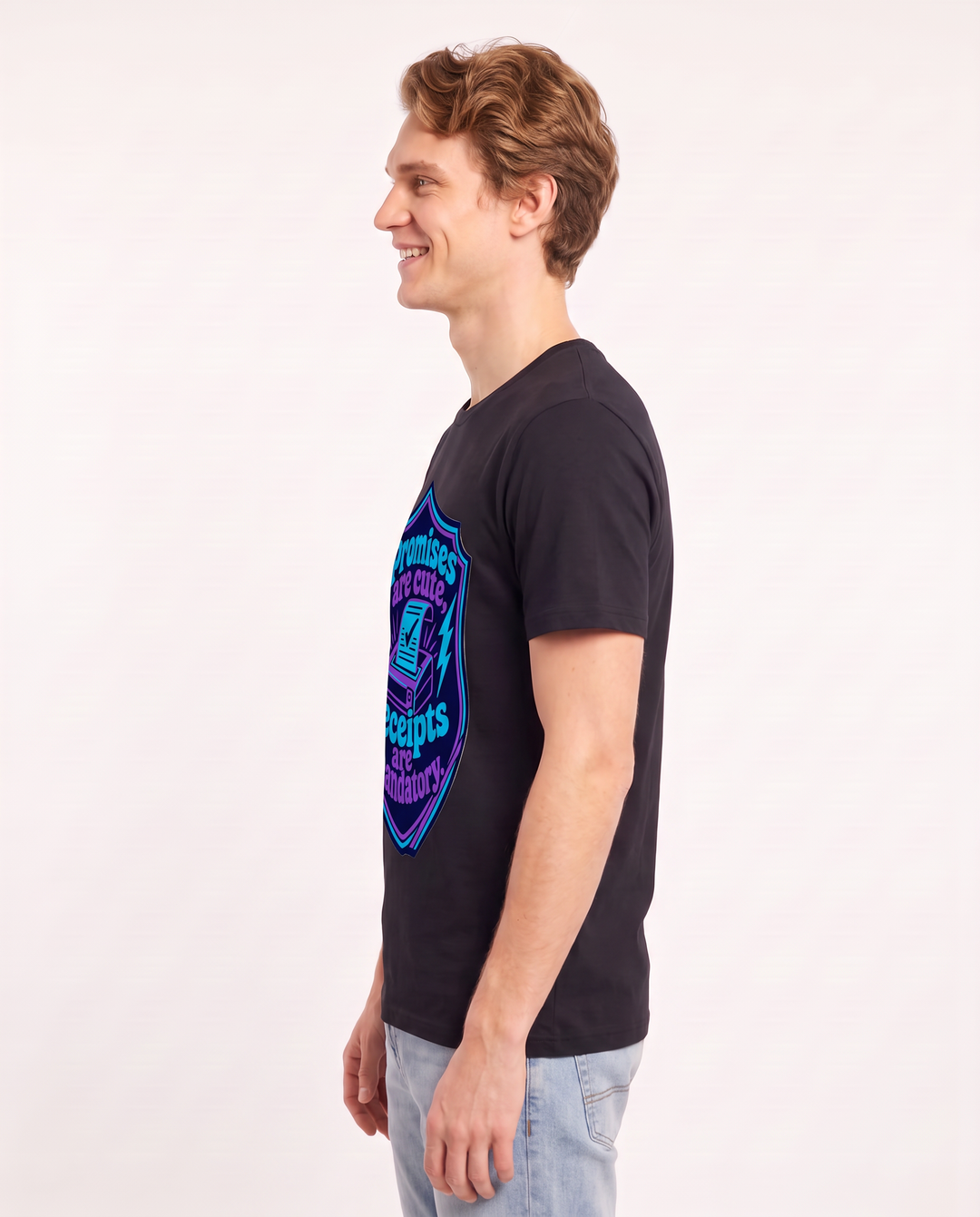 Graphic Men's Black T-Shirt - Promises are cute, receipts are product image 2