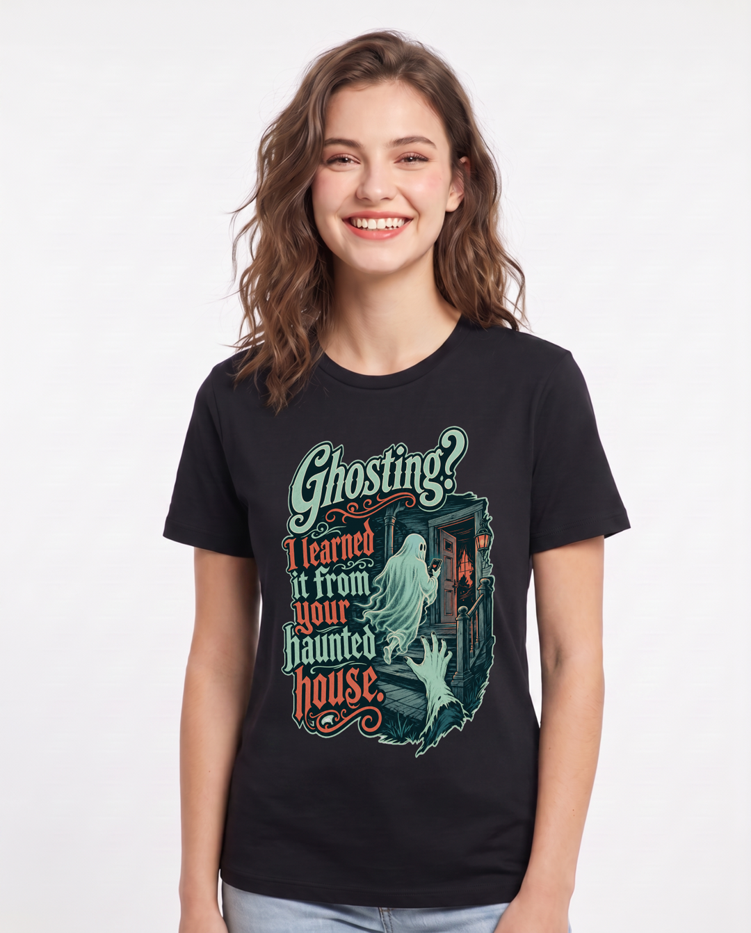 Halloween Black T-Shirt for Women – Halloween Theme Graphic Tee product image 3