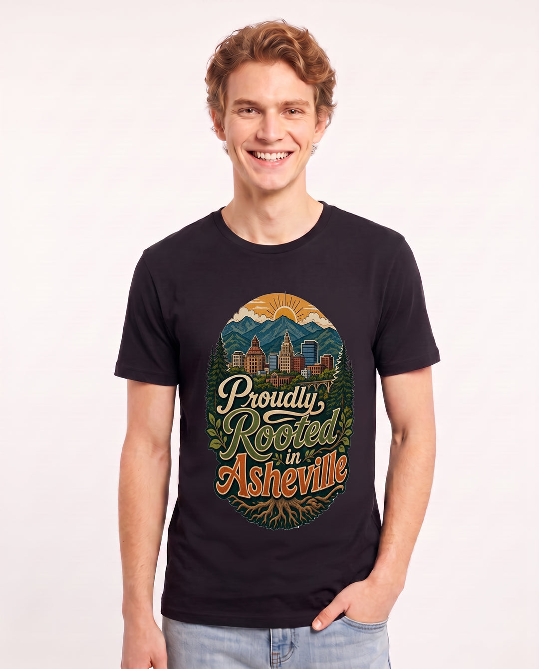 Proudly Rooted in Asheville Men's Black T-Shirt product image 1