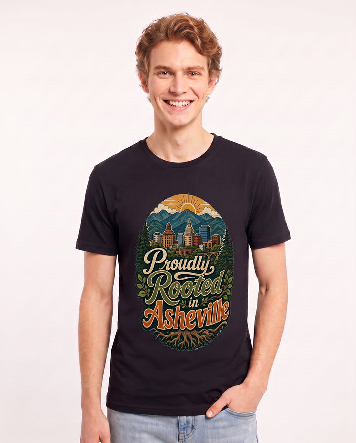 Proudly Rooted in Asheville Men's Black T-Shirt product image 1