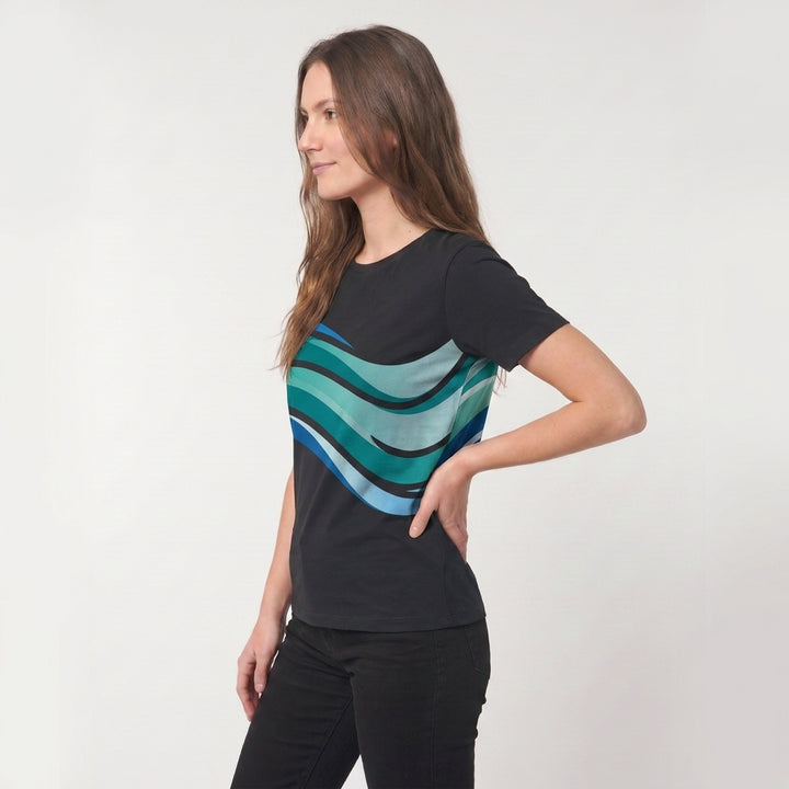 Calm Waves Black T-Shirt mockup 2
