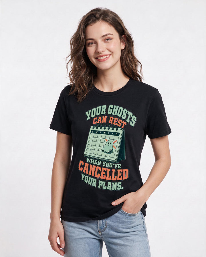 Halloween Black T-Shirt for Women – Halloween Theme Graphic Tee product image 1
