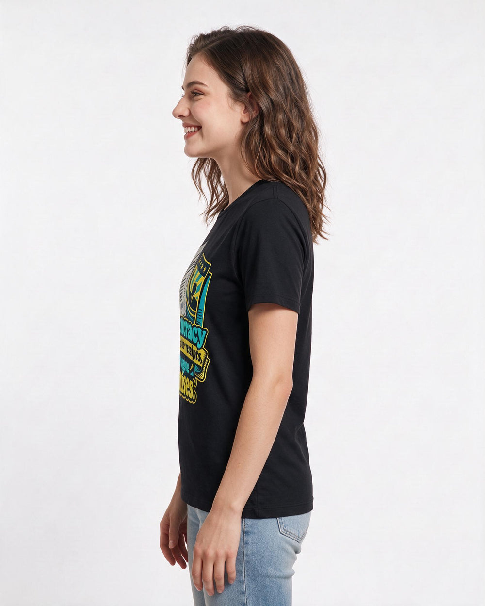 Political Statement Black T-Shirt for Women – Everyday Expression Graphic Tee product image 2