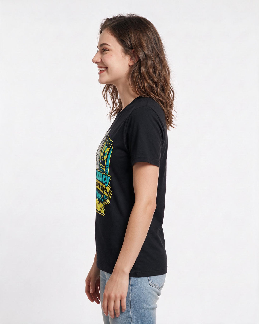 Political Statement Black T-Shirt for Women – Everyday Expression Graphic Tee product image 2