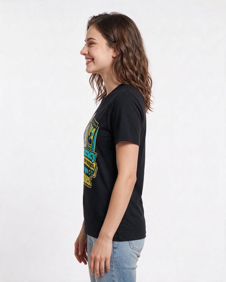 Political Statement Black T-Shirt for Women – Everyday Expression Graphic Tee product image 2