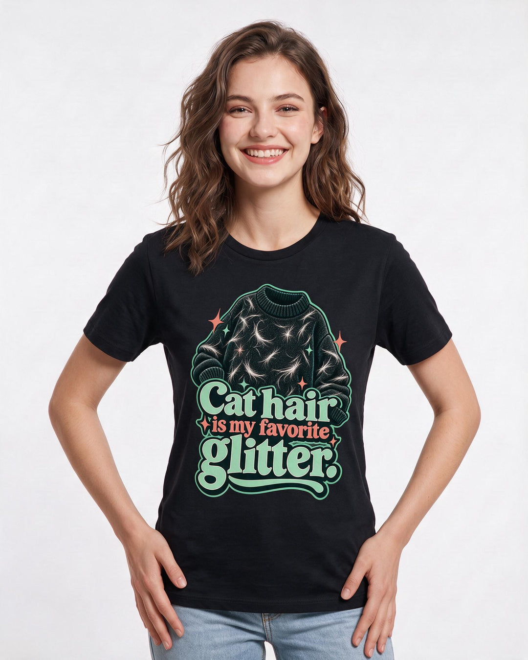 Cat Lover Black T-Shirt for Women – Everyday Expression Graphic Tee product image 1