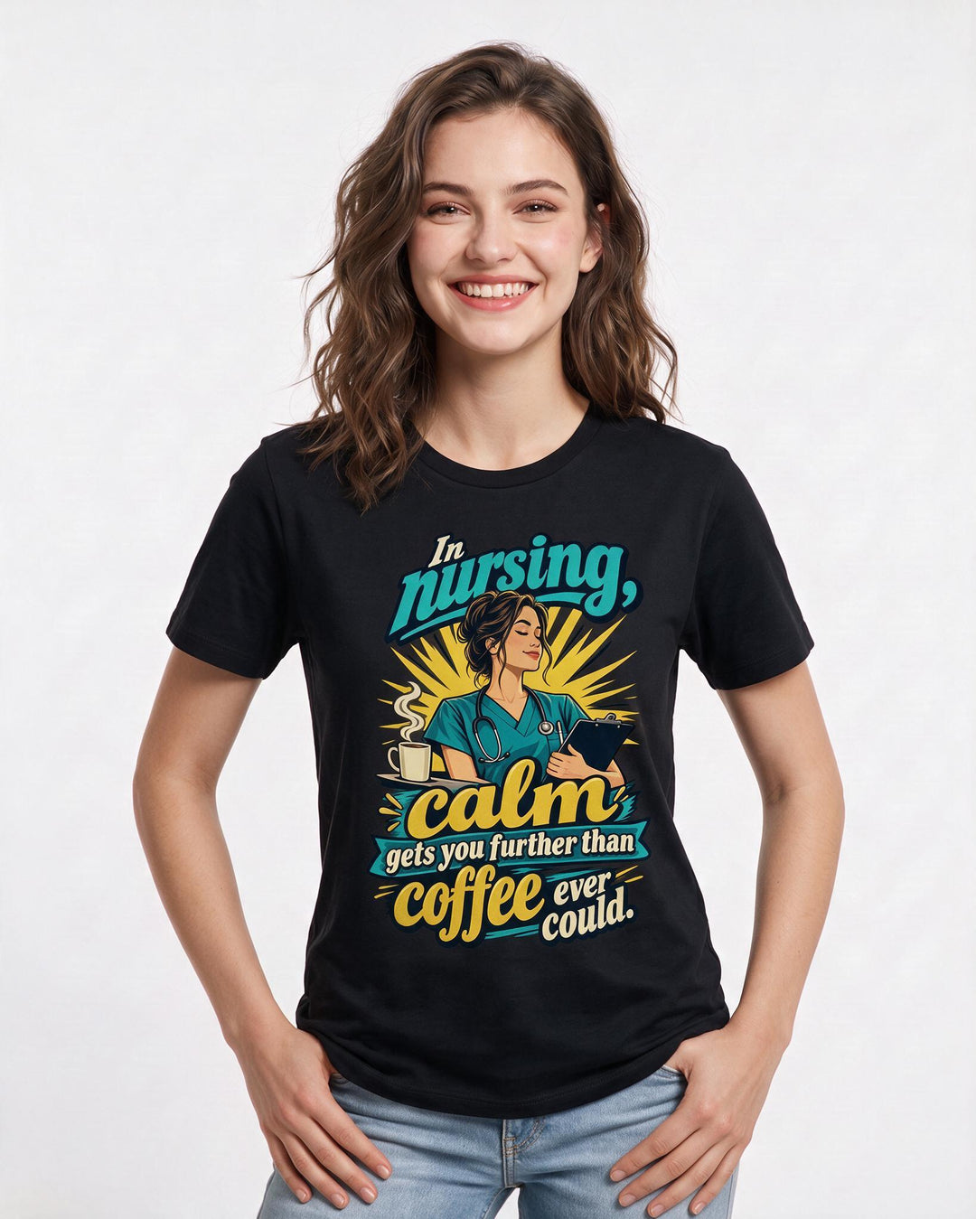 Nurse Black T-Shirt for Women – Nursing Life Graphic Tee product image 1