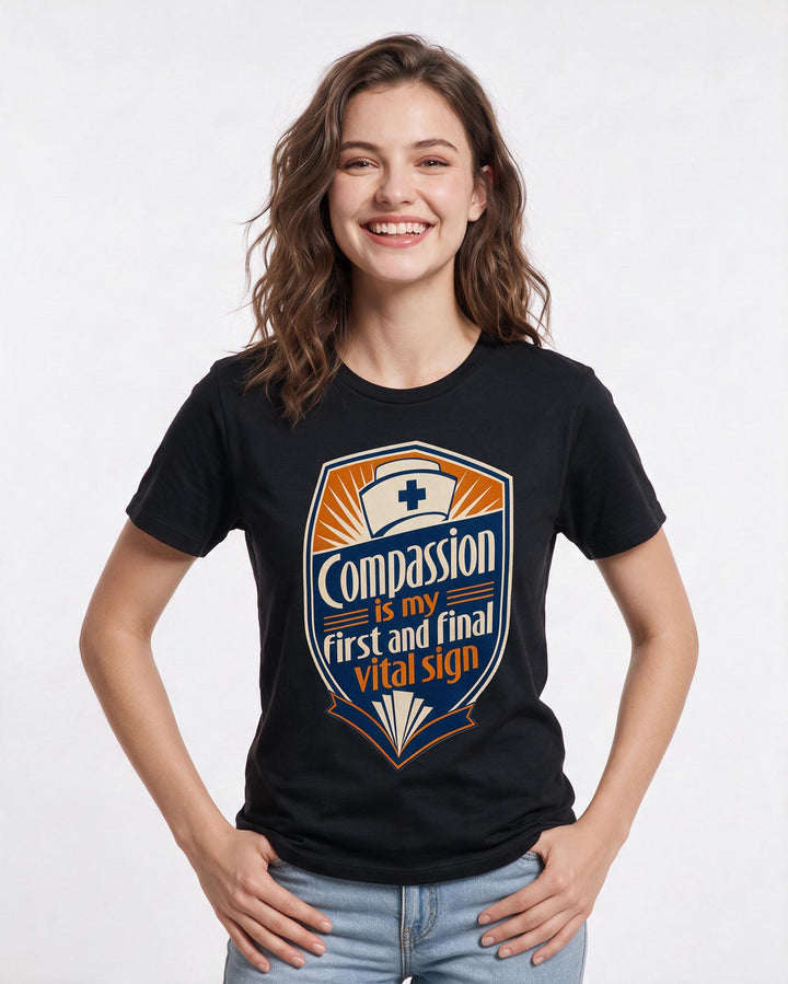 Nurse Gift Women's Black T-Shirt - Compassion is my first and final product image 3