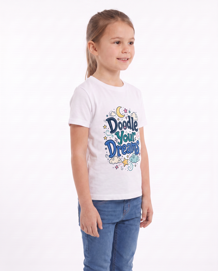 Doodle Your Dreams White T-Shirt mockup 2