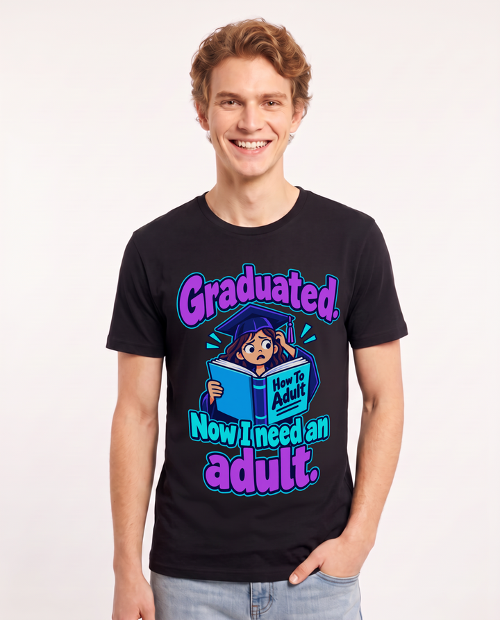 Graduation Black T-Shirt for Men – Everyday Expression Graphic Tee product image 3