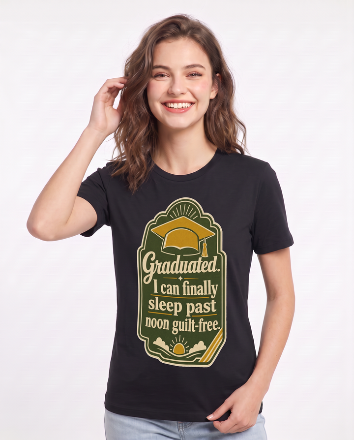 Graduation Gift Women's Black T-Shirt - Graduated. I can finally sleep product image 3