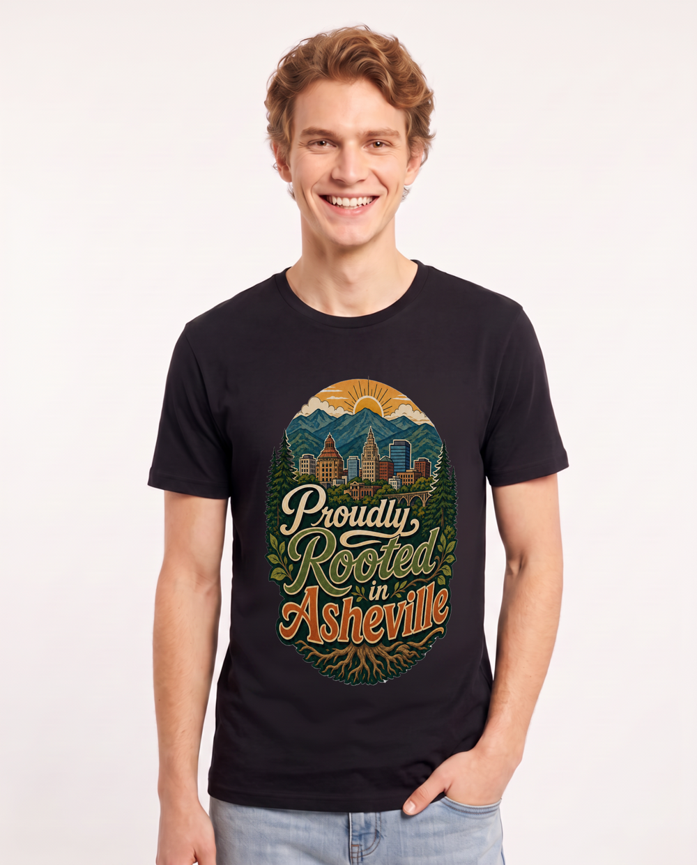 Proudly Rooted in Asheville Men's Black T-Shirt product image 2