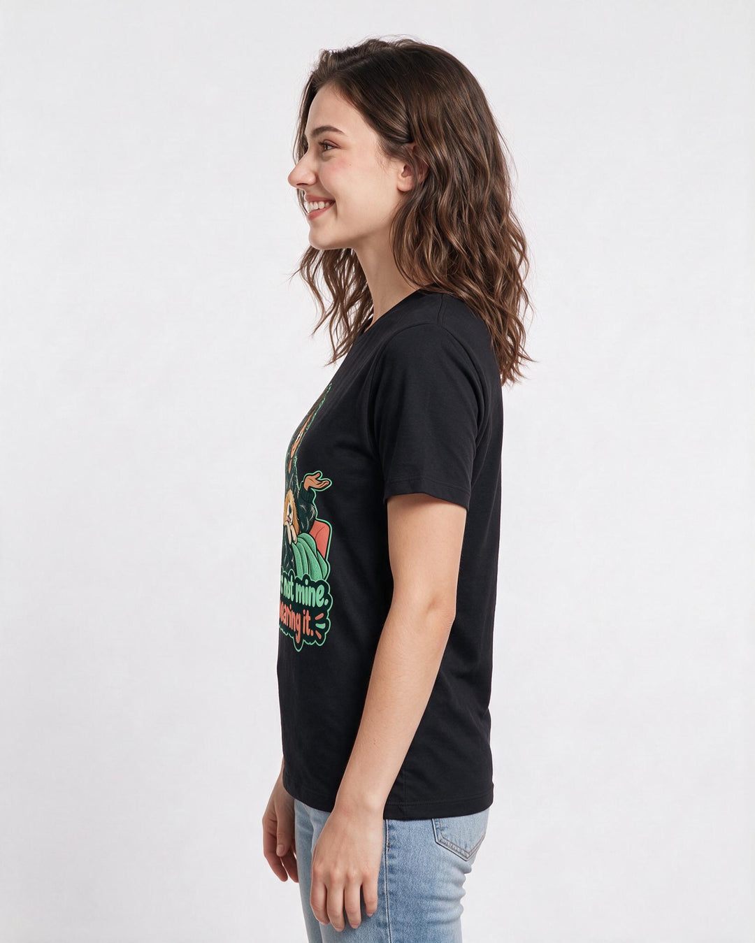 Cat Lover Black T-Shirt for Women – Everyday Expression Graphic Tee product image 2
