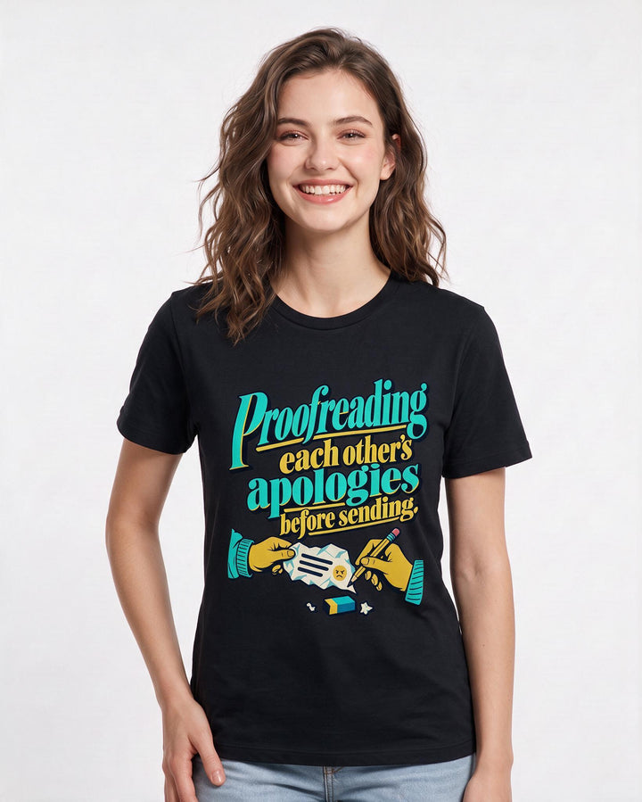 Couples Black T-Shirt for Women – Everyday Expression Graphic Tee product image 1