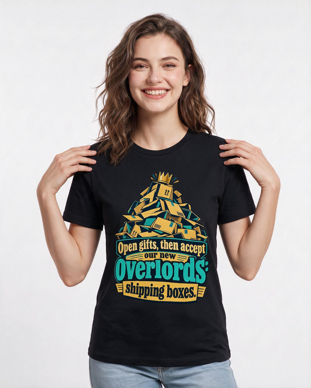Christmas Black T-Shirt for Women – Holiday Theme Graphic Tee product image 1