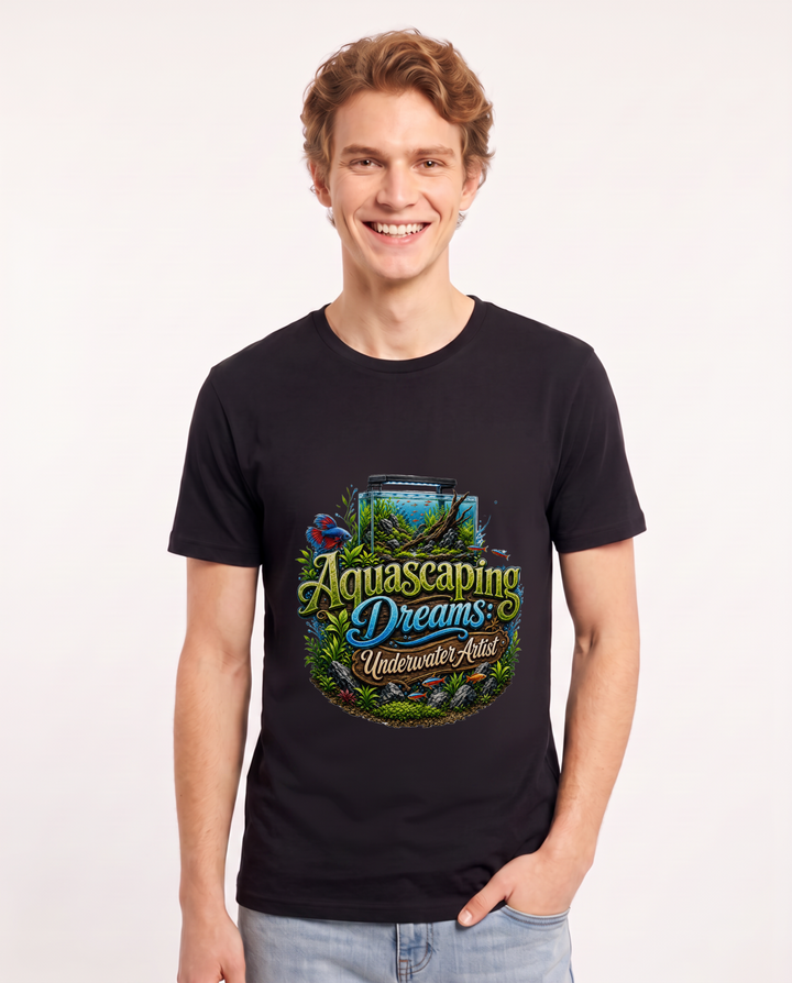 Aquascaping Dreams: Underwater Artist Men's Black T-Shirt product image 2