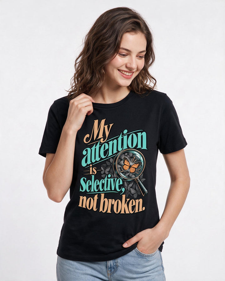 Neurodiversity Black T-Shirt for Women – Everyday Expression Graphic Tee product image 1