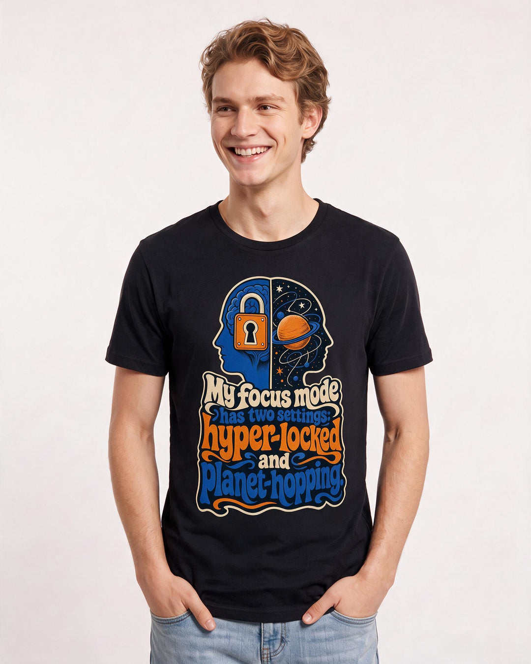 Neurodiversity Black T-Shirt for Men – Everyday Expression Graphic Tee product image 1