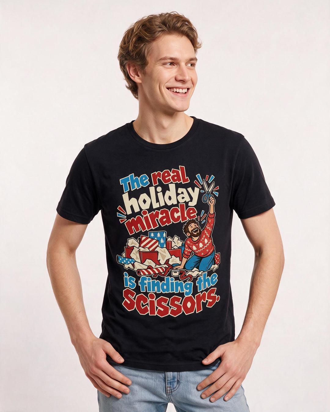 Christmas Black T-Shirt for Men – Holiday Theme Graphic Tee product image 1