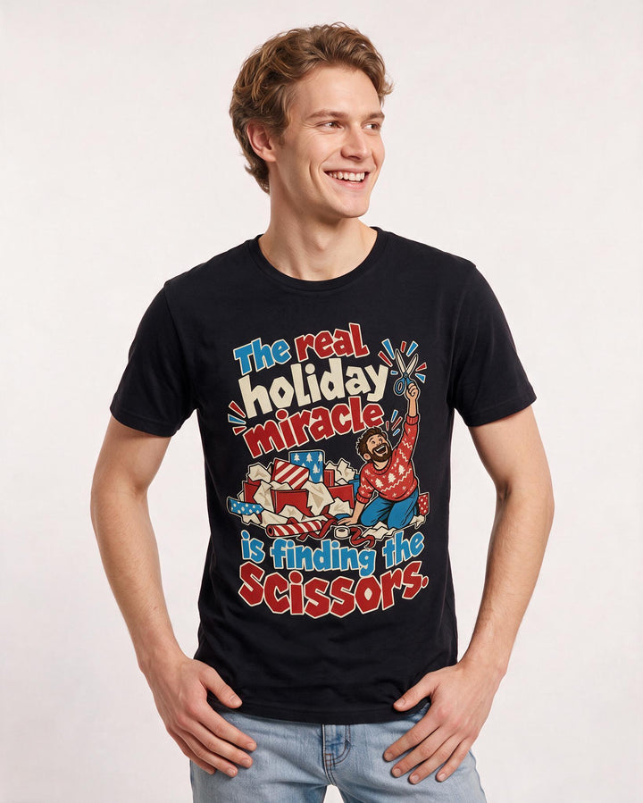 Christmas Black T-Shirt for Men – Holiday Theme Graphic Tee product image 1