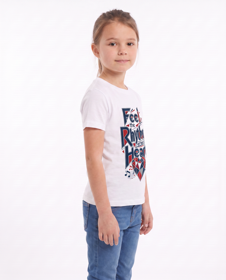 Feel The Rhythm Of Your Heart White T-Shirt mockup 2