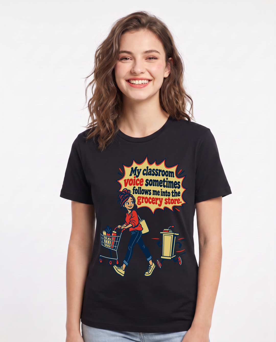 Teacher Black T-Shirt for Women – Everyday Expression Graphic Tee product image 3