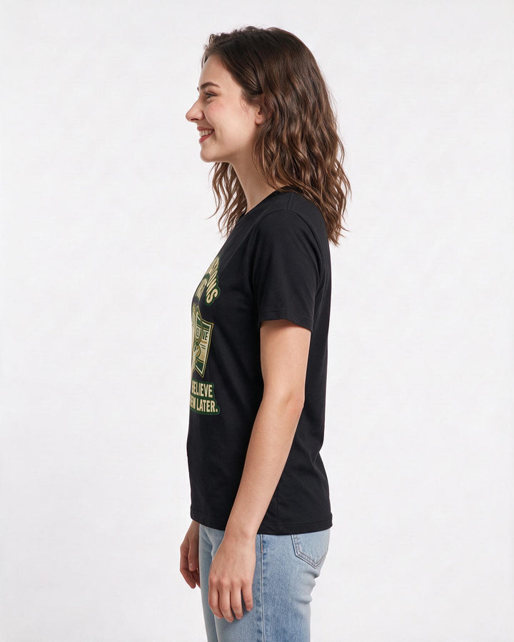 Political Statement Black T-Shirt for Women – Everyday Expression Graphic Tee product image 2