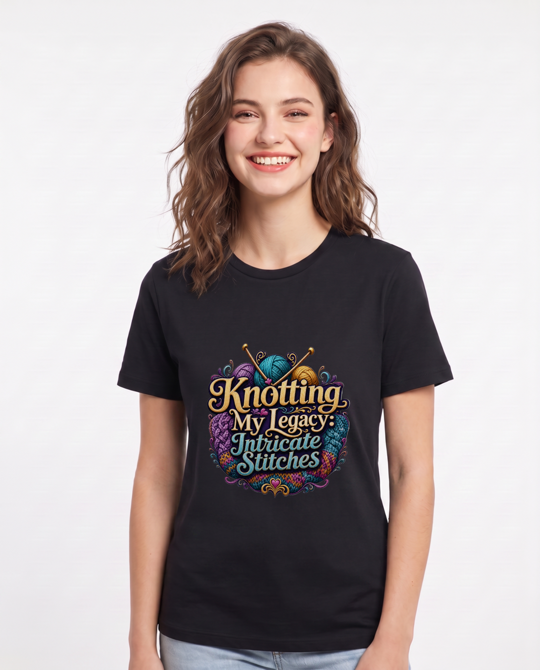 Knotting My Legacy: Intricate Stitches Women's Black T-Shirt product image 2