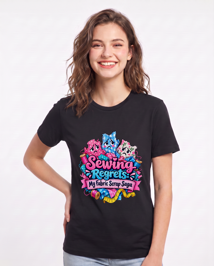 Sewing Regrets: My Fabric Scrap Saga Women's Black T-Shirt product image 1