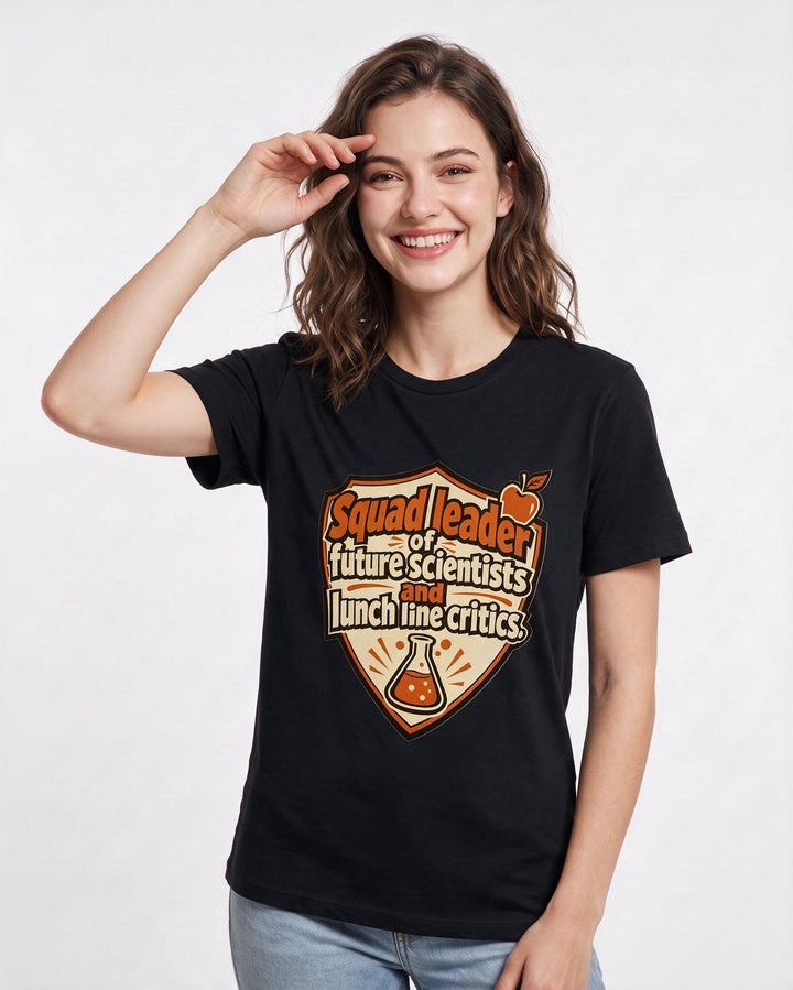 Teacher Gift Women's Black T-Shirt - Squad leader of future scientists product image 3