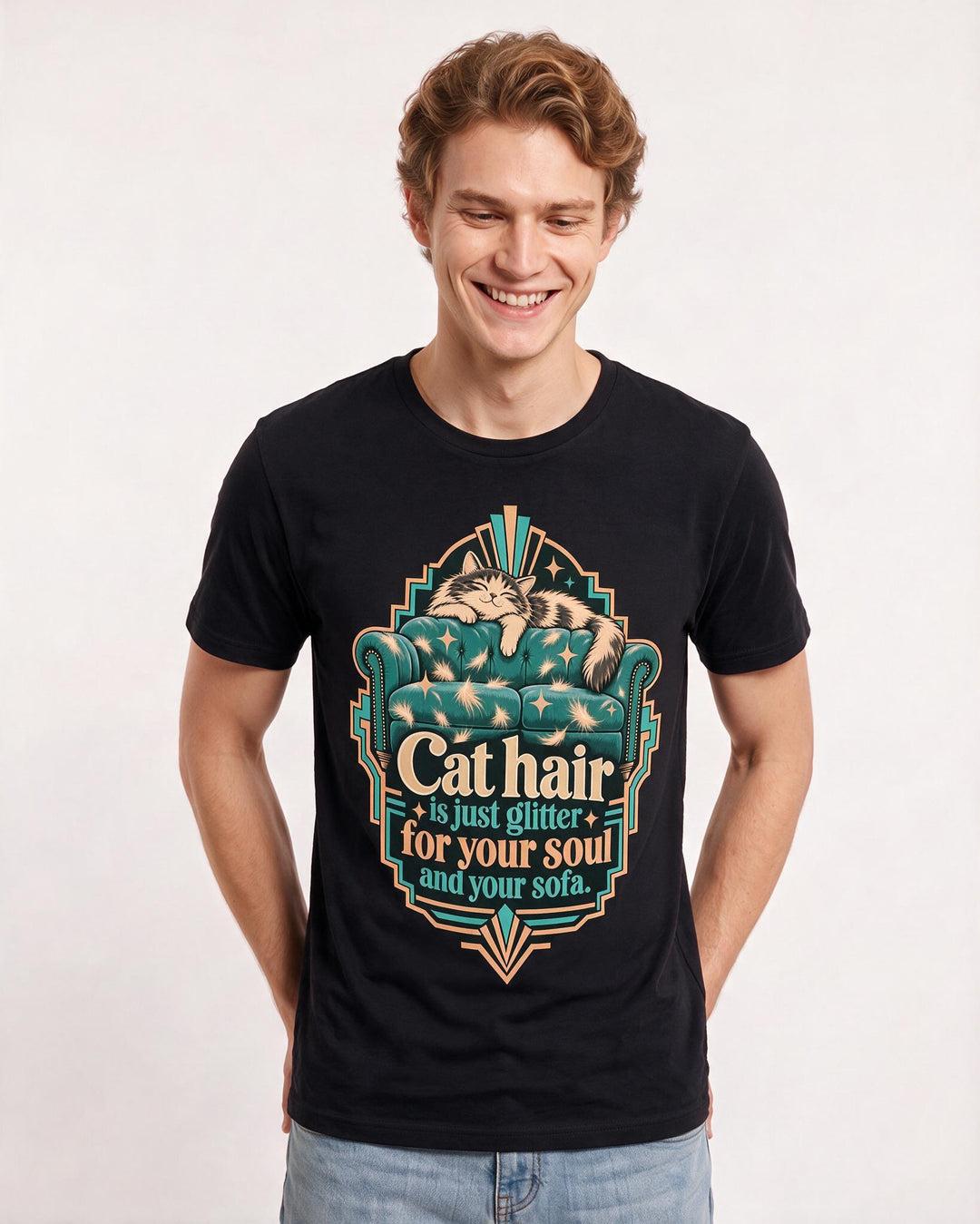 Cat Lover Black T-Shirt for Men – Everyday Expression Graphic Tee product image 1