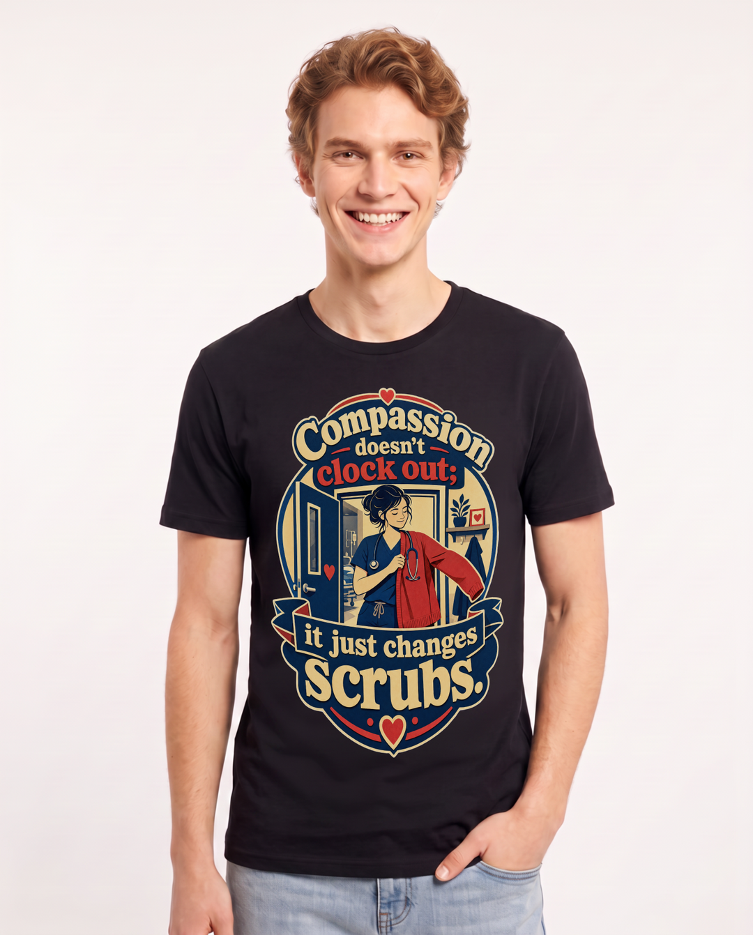 Nurse Black T-Shirt for Men – Nursing Life Graphic Tee product image 3