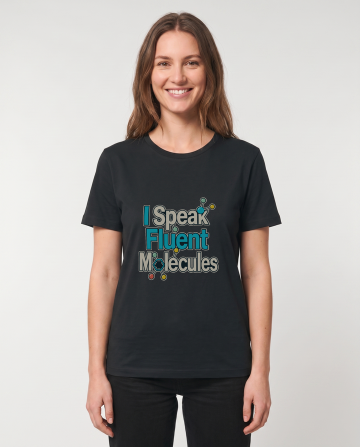 I Speak Fluent Molecules Black T-Shirt mockup 1