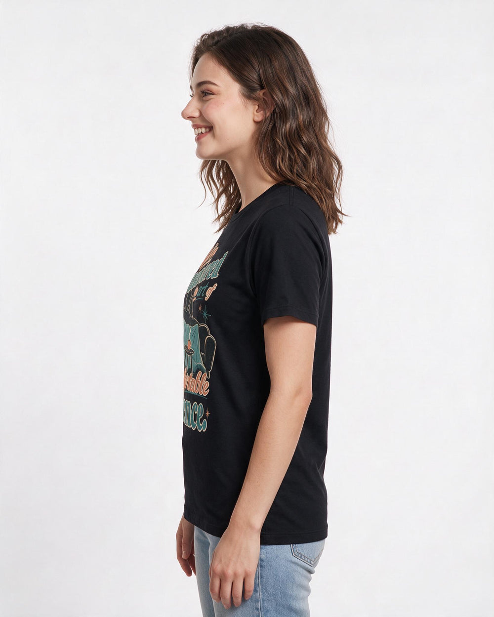 Couples Women's Black T-Shirt – We've mastered the art of comfortable silence. product image 2