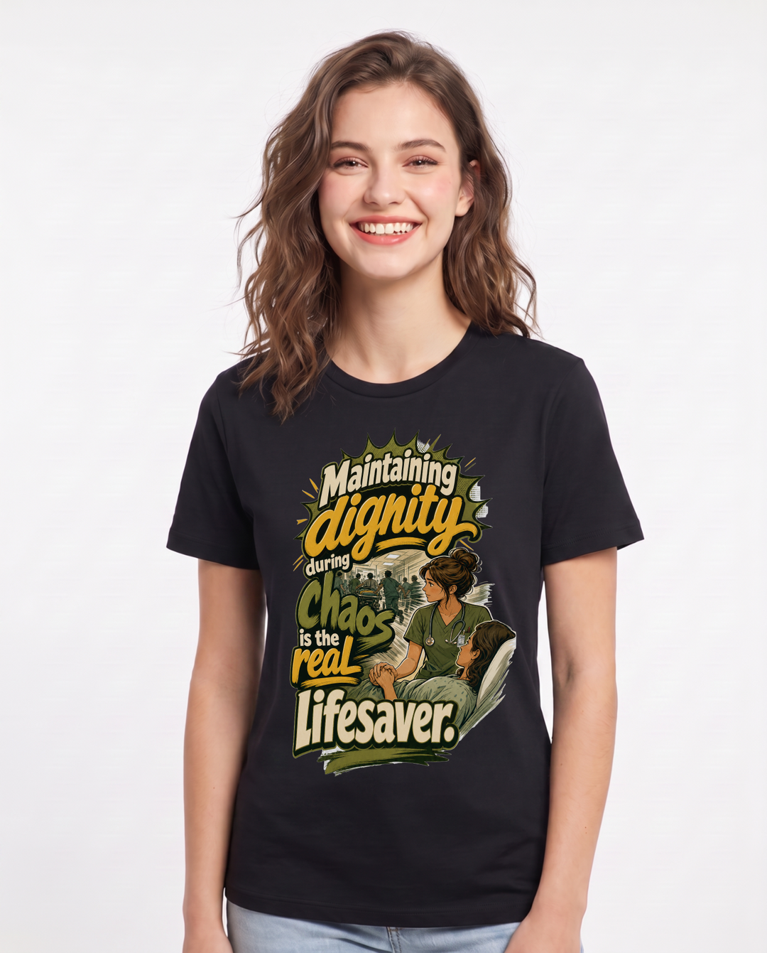 Nurse Black T-Shirt for Women – Nursing Life Graphic Tee product image 3