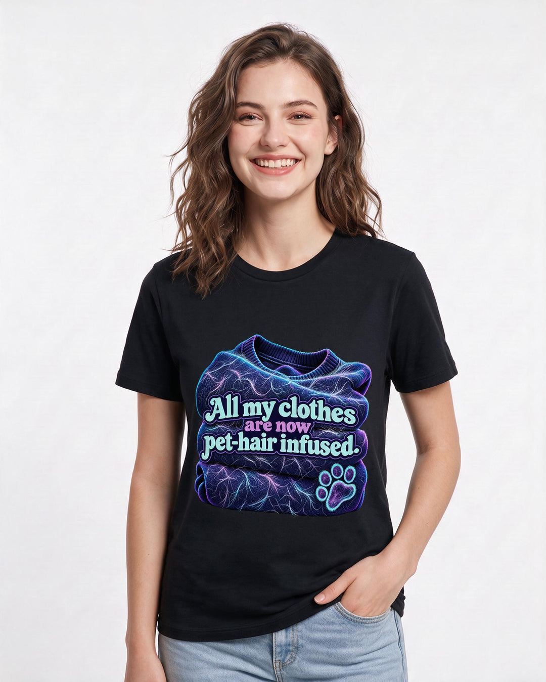 Cat Lover Black T-Shirt for Women – Everyday Expression Graphic Tee product image 1