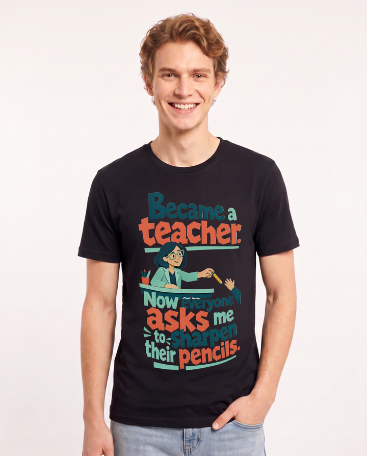 Teacher Black T-Shirt for Men – Everyday Expression Graphic Tee product image 3